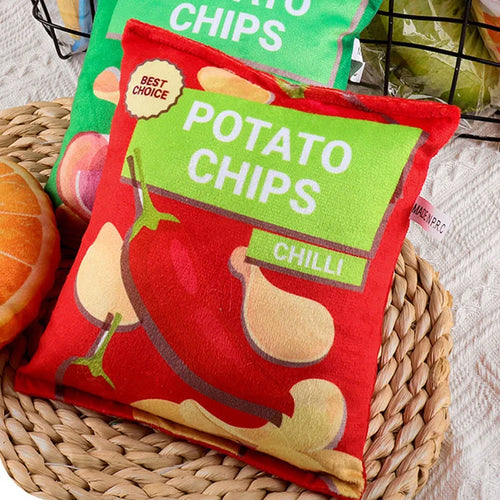 Crisps Bag Plush Dog Toy – Funny, Crinkly & Totally Snack‑Tastic