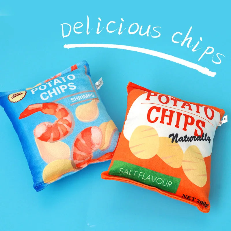 Crisps Bag Plush Dog Toy – Funny, Crinkly & Totally Snack‑Tastic