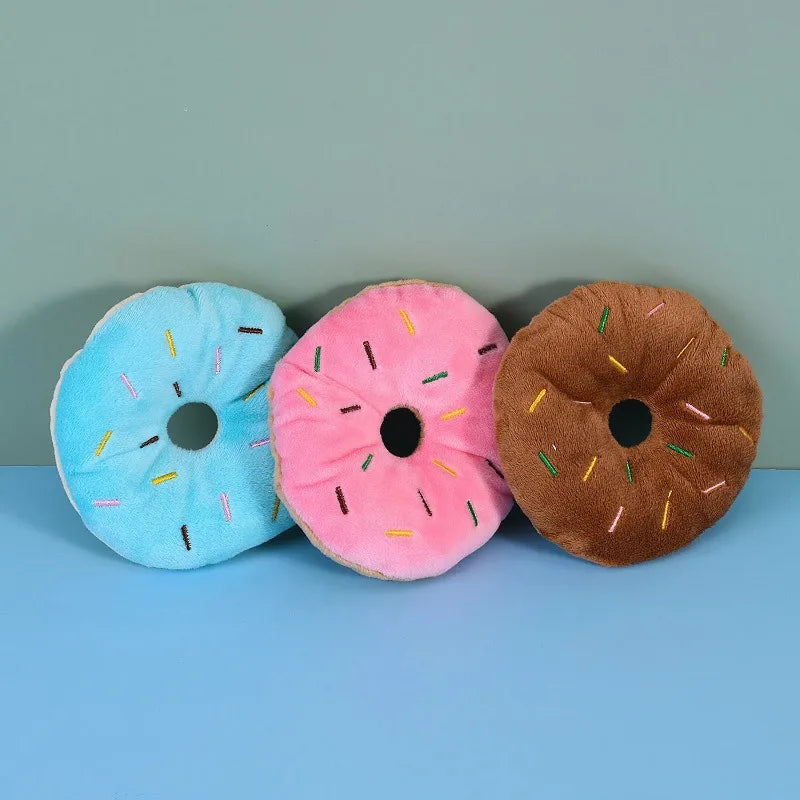 Donut Plush Chew Toy for Puppies – Soft, Squeaky & Playful