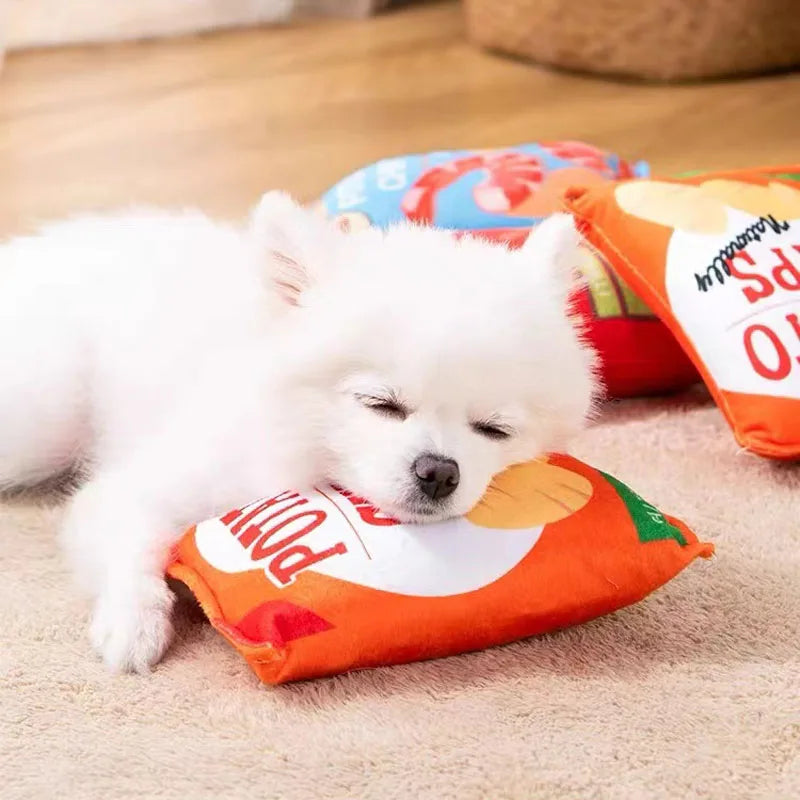 Crisps Bag Plush Dog Toy – Funny, Crinkly & Totally Snack‑Tastic