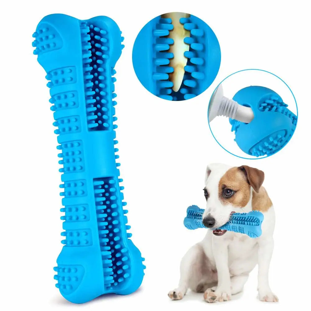 Dog Toothbrush Chew Toy – Dental Cleaning Bone With Toothpaste Slot