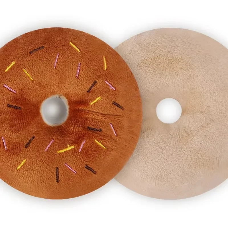 Donut Plush Chew Toy for Puppies – Soft, Squeaky & Playful