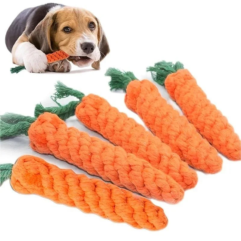 Rope‑Woven Carrot Toy – Fun Chew & Tug for Puppies and Dogs