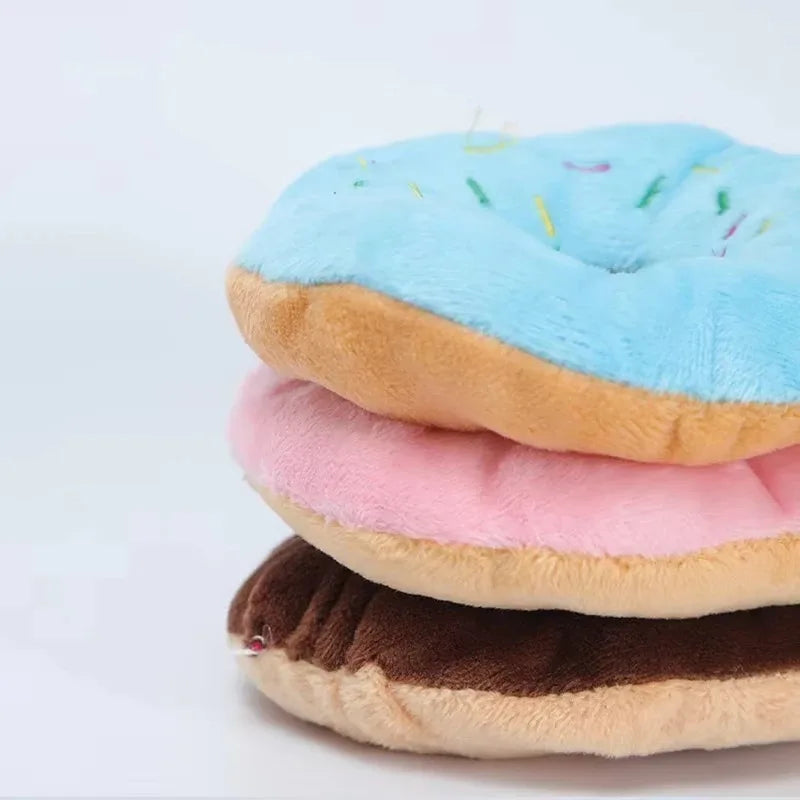 Donut Plush Chew Toy for Puppies – Soft, Squeaky & Playful